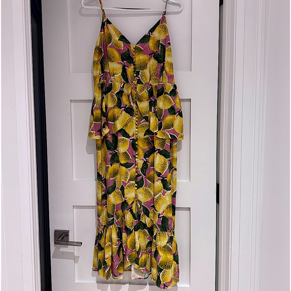 NWT Farm Rio Lemon Ruffle Midi Dress - Picture 2 of 6